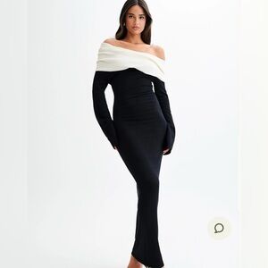 MESHKI Yoko Contrast Knit Maxi Dress - Black/White